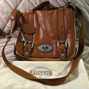 Fossil Maddox Leather Exterior Satchel/Top Handle Bag Handbag. Vintage